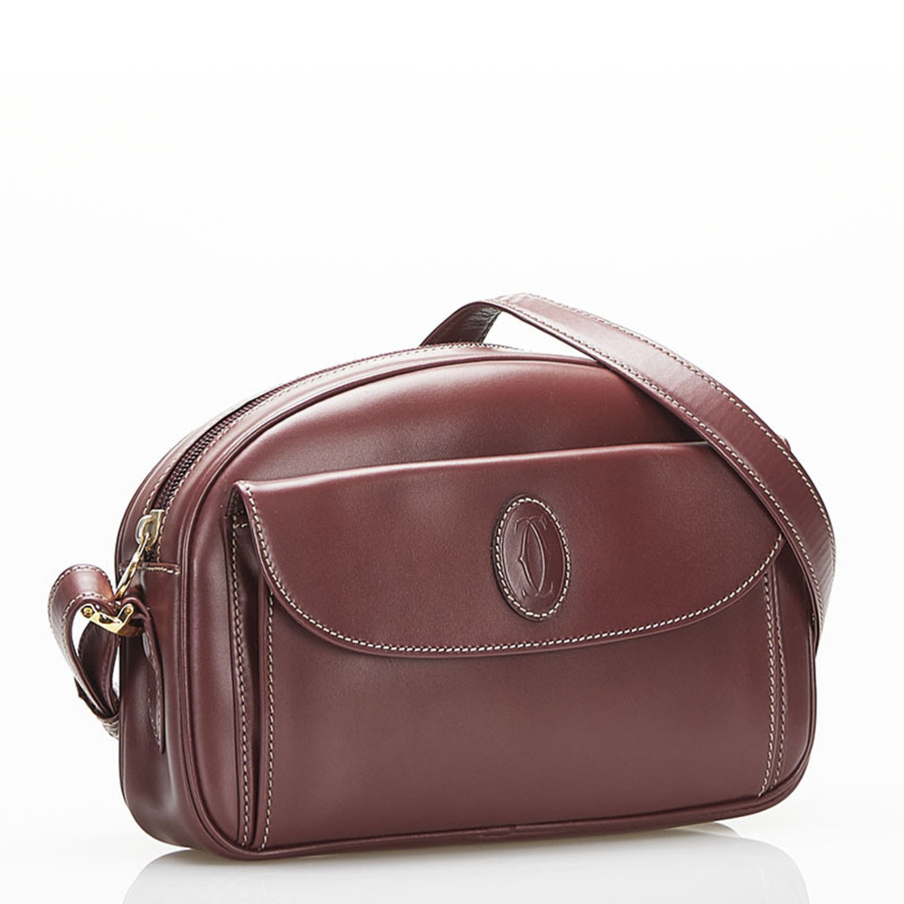 CARTIER mast line shoulder bag Bordeaux leather ladies - Picture 2 of 10